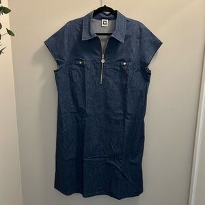 Anne Klein Denim Zip-Front Dress